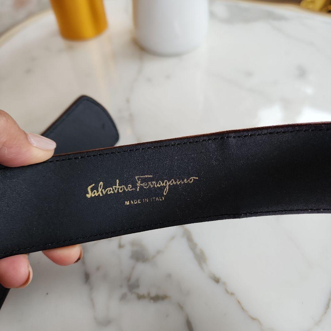 Salvatore FERRAGAMO スエード ベルト ゴールドバックル