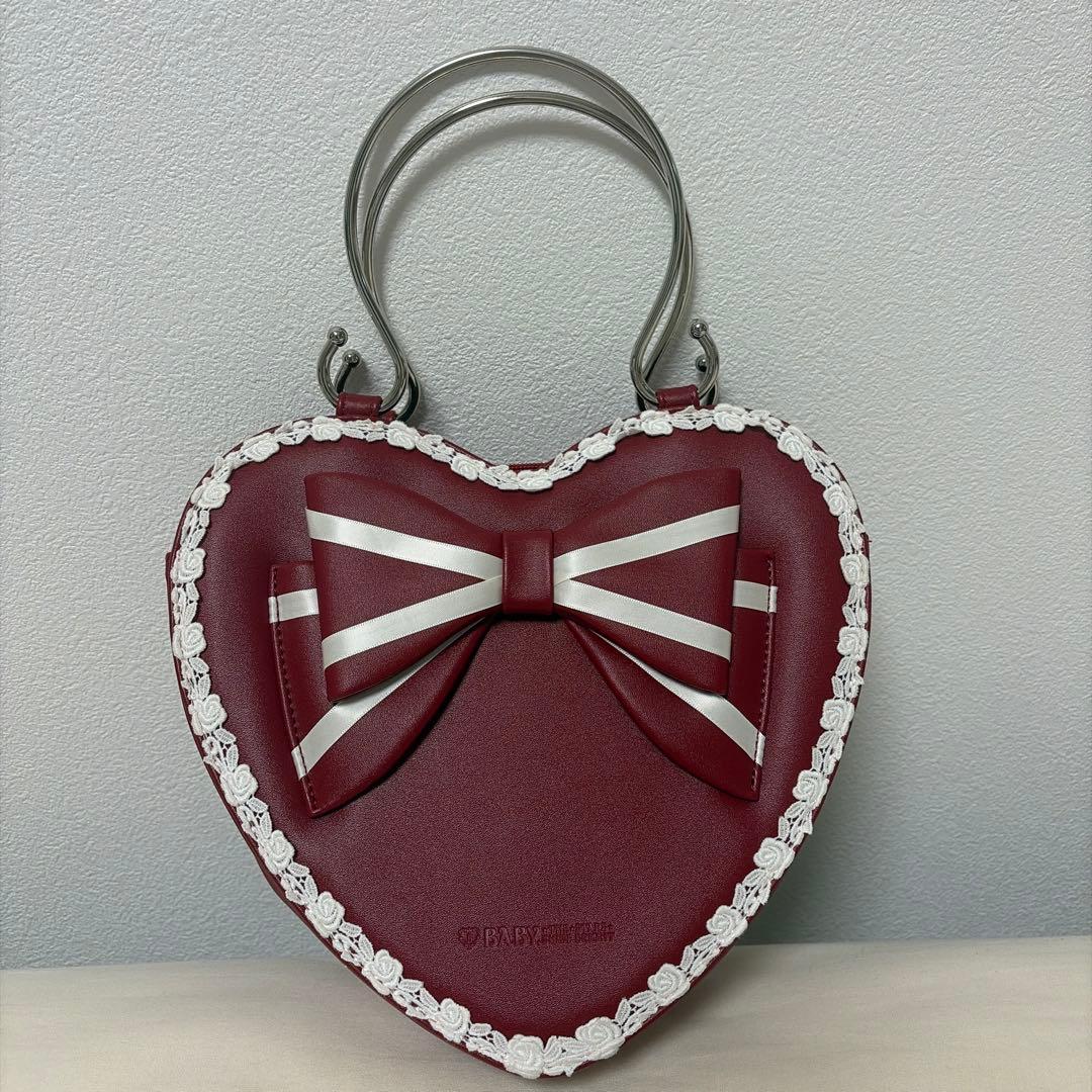 リボンハートBAG えんじ
