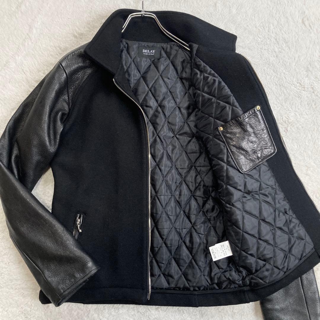 【美品】DELAY by Win&Sons　スタジャン　鹿革　キルティング　黒