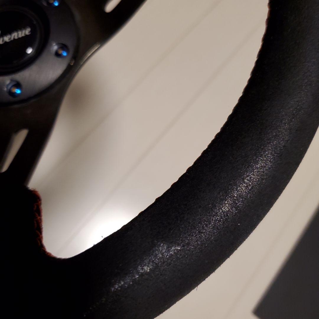 Avenue コンケーブステアリング35パイ バックスキン3スポーク 黒 正規品