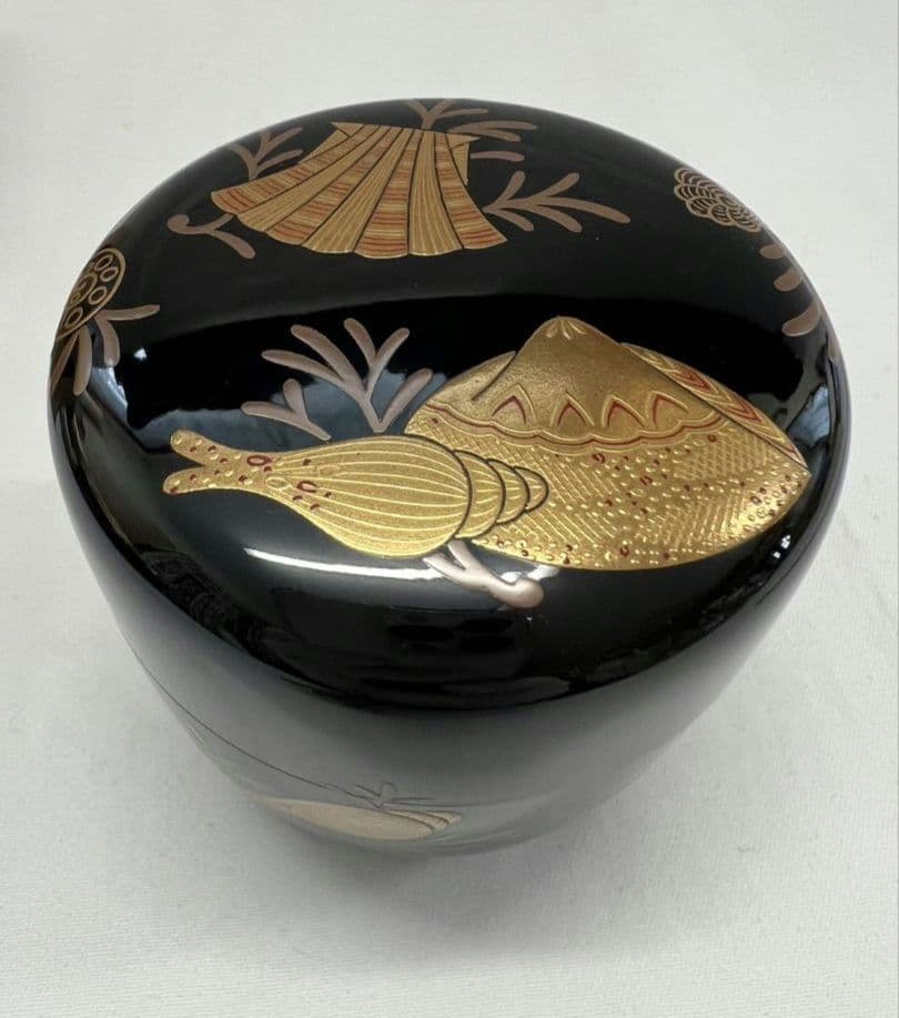 海松貝蒔絵 棗 内銀地 平安 光阿弥 茶道具