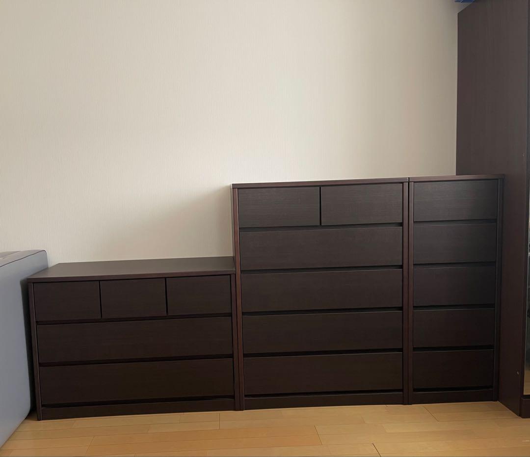 美品•日本製【ディノス】3段チェスト/ 大2•小3❸