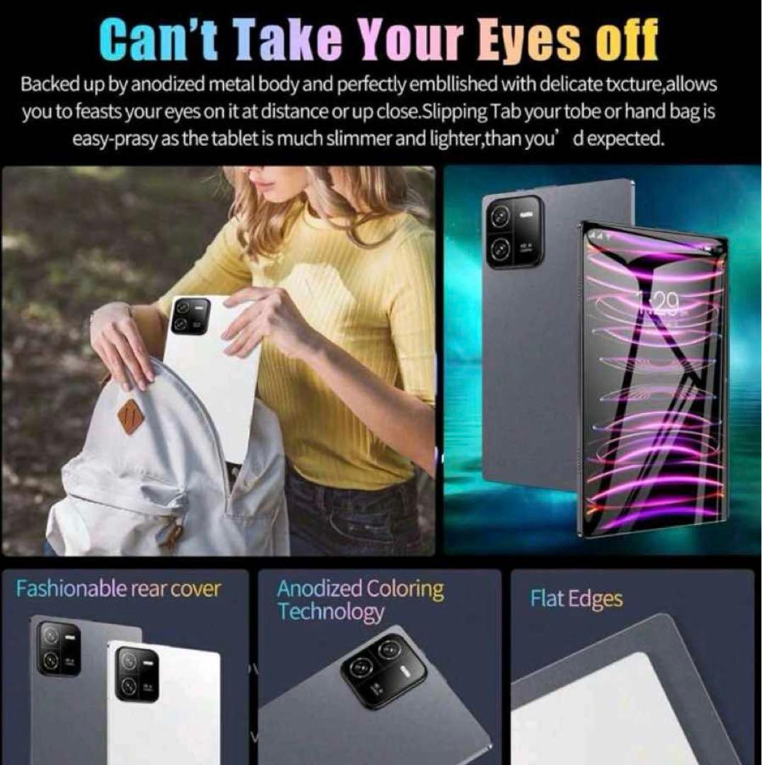 10インチタブレット、アンドロイド13タブレット8/256GB　本体