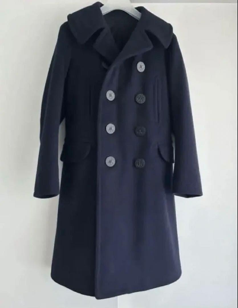 【美品】ANATOMICA ネイビー ウールピーコートロング