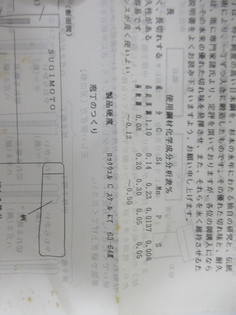 た*ま様 杉本 中華包丁 7号 4007