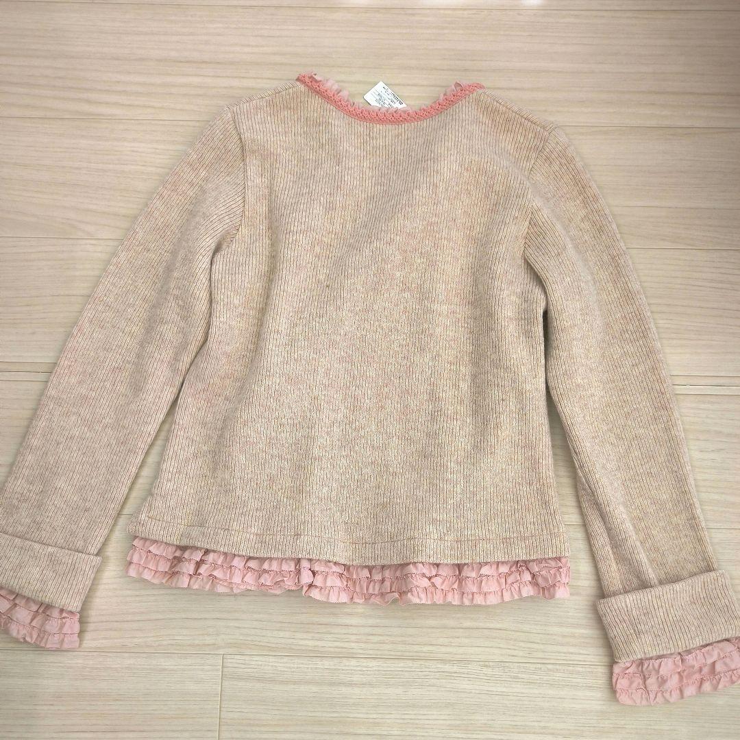 【新品タグ付】3万 近年 カーディガン フリル ニット 袖フリル リボン258