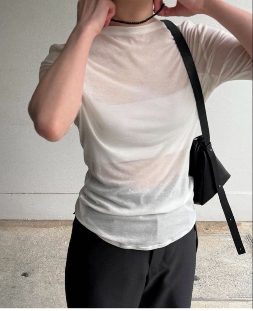 トップス enof sheer cotton back open top 25ss