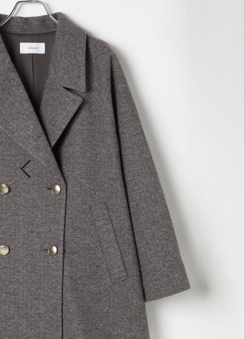 今期完売品★軽やかストレッチ襟2WAY ミドルコートL /GLOBAL WORK