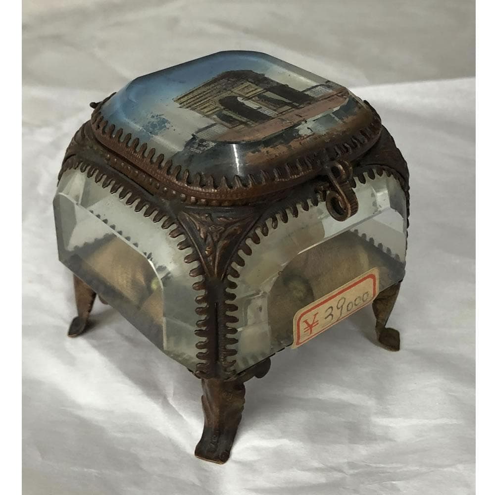 e2768 ガラス ミニ アクセサリーケース 古硝子 指輪ケース