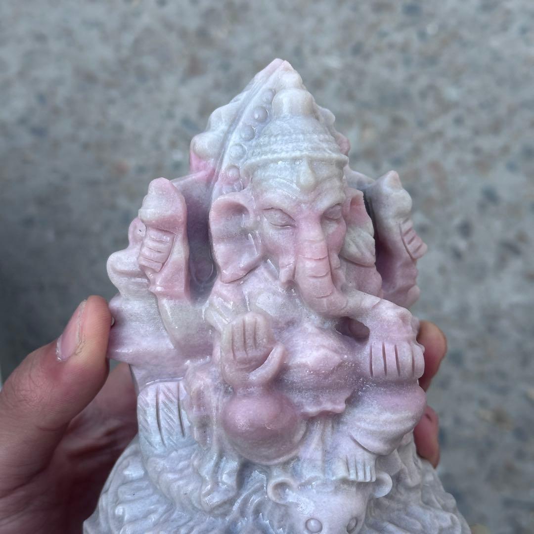 天然石ピンクオパールのガネーシャ　置物　ご購入前に在庫確認必要G.151