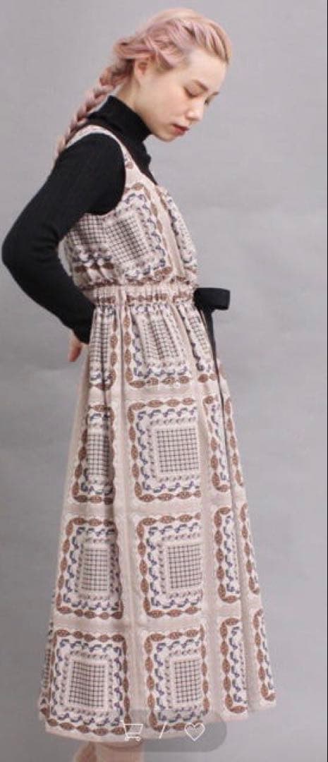 【peu pres】プープレ ハンカチオパールプリントワンピース ベージュ