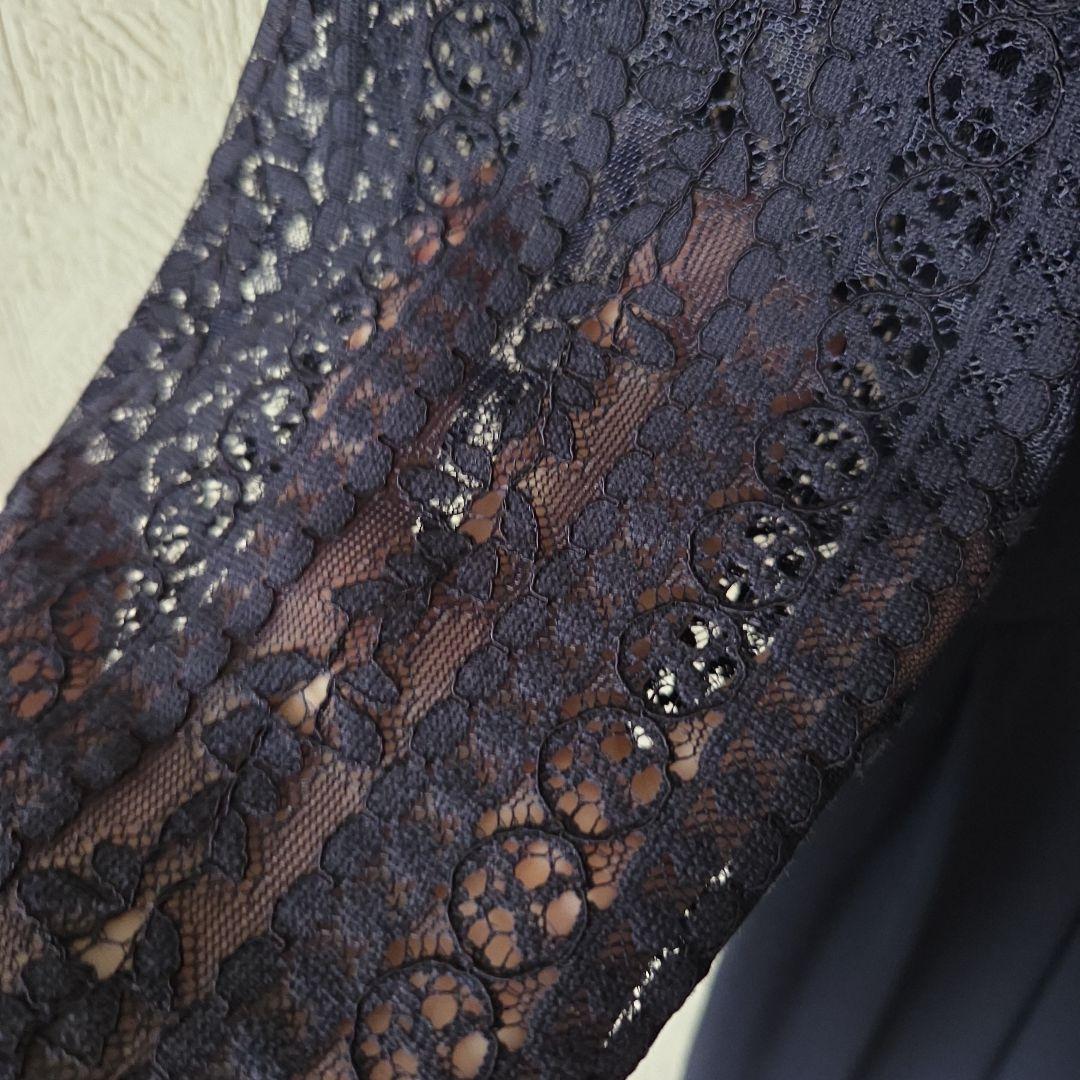 23区☆ワンピース ネイビー レース袖 パーティードレス セレモニー 40