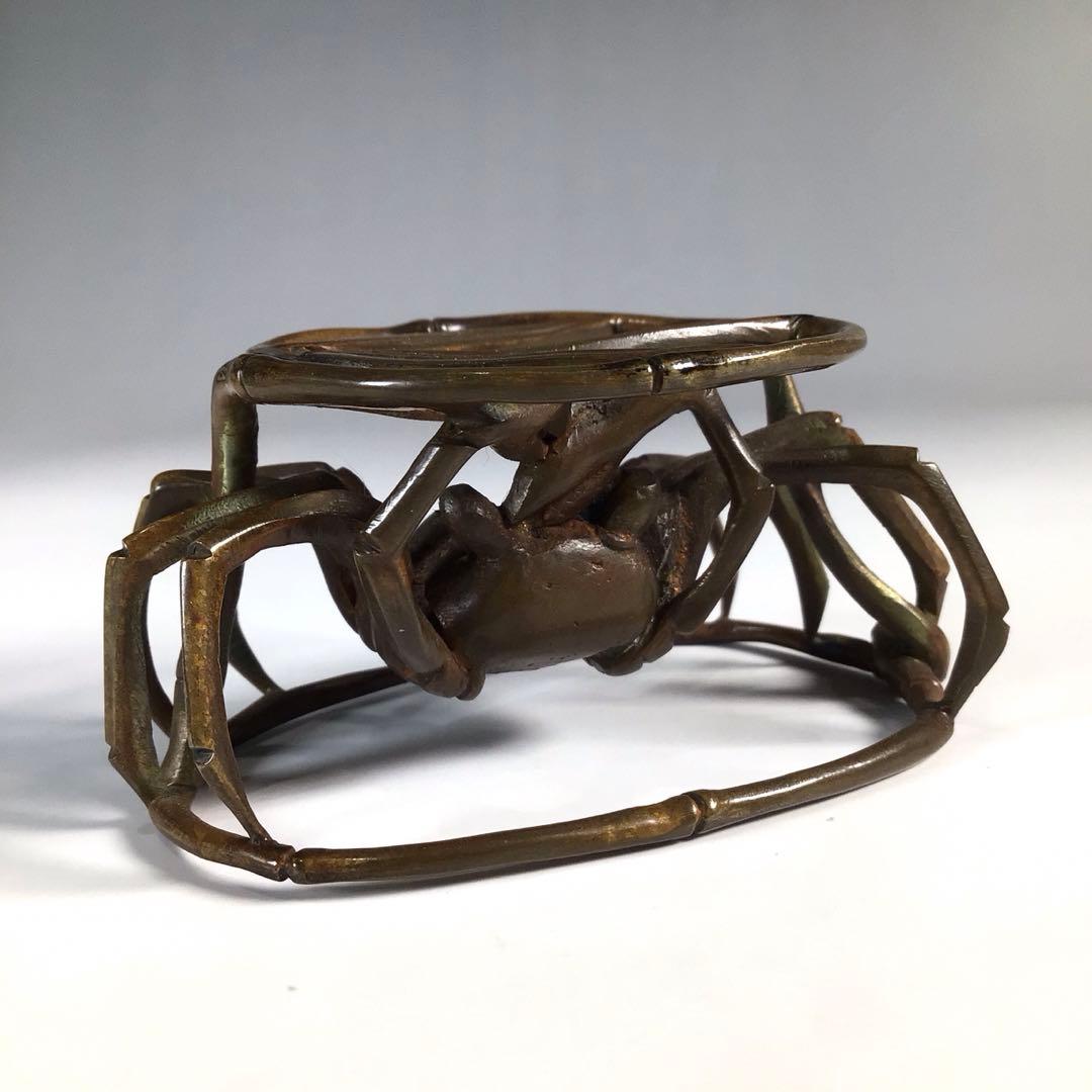 Ｍ９３２　蓋置　『銅製』『作家物』『笹蟹蓋置』　共箱　茶道具