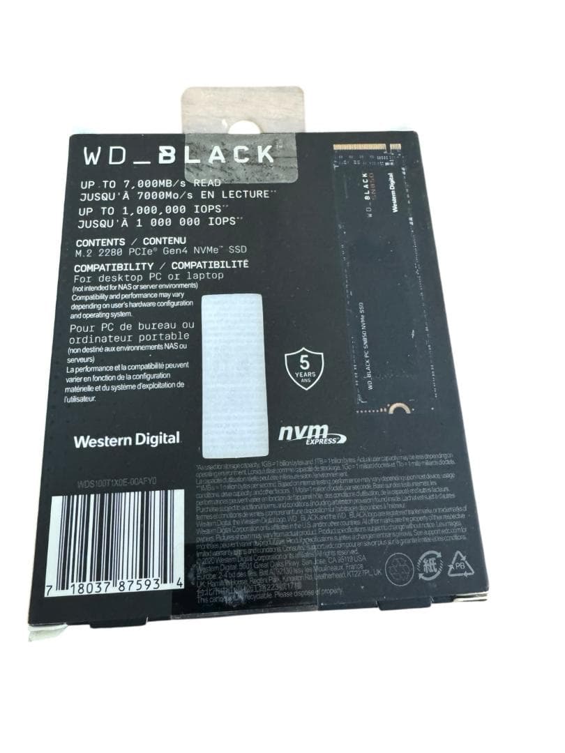 WD_BLACK SN850 1TB NVMe SSD Gen4 未開封