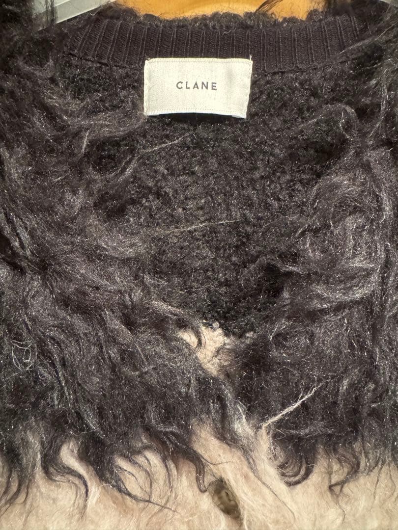 CLANE バイカラーシャギーニットカーディガン
