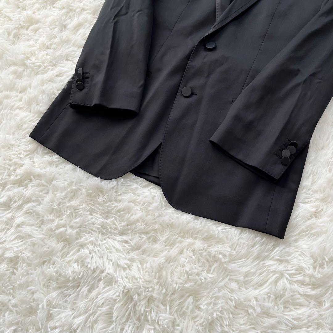 【ヒューゴボス】テーラードジャケット 48 L相当　黒 ピークドラペル シングル
