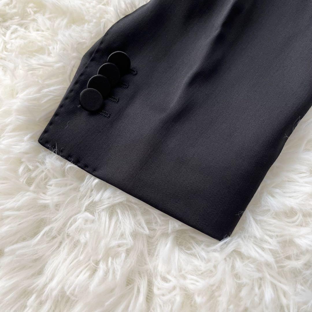 【ヒューゴボス】テーラードジャケット 48 L相当　黒 ピークドラペル シングル