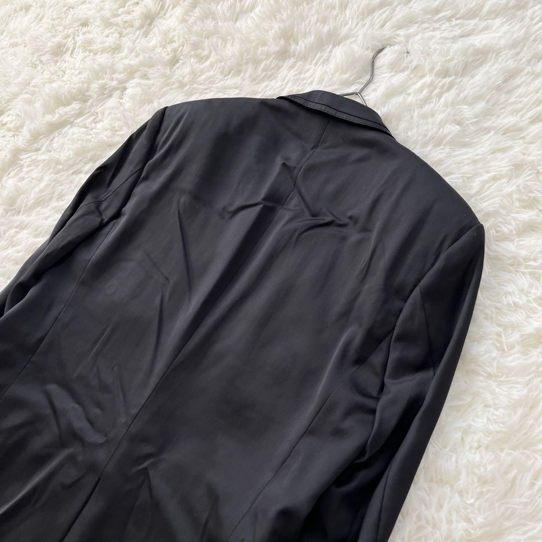 【ヒューゴボス】テーラードジャケット 48 L相当　黒 ピークドラペル シングル