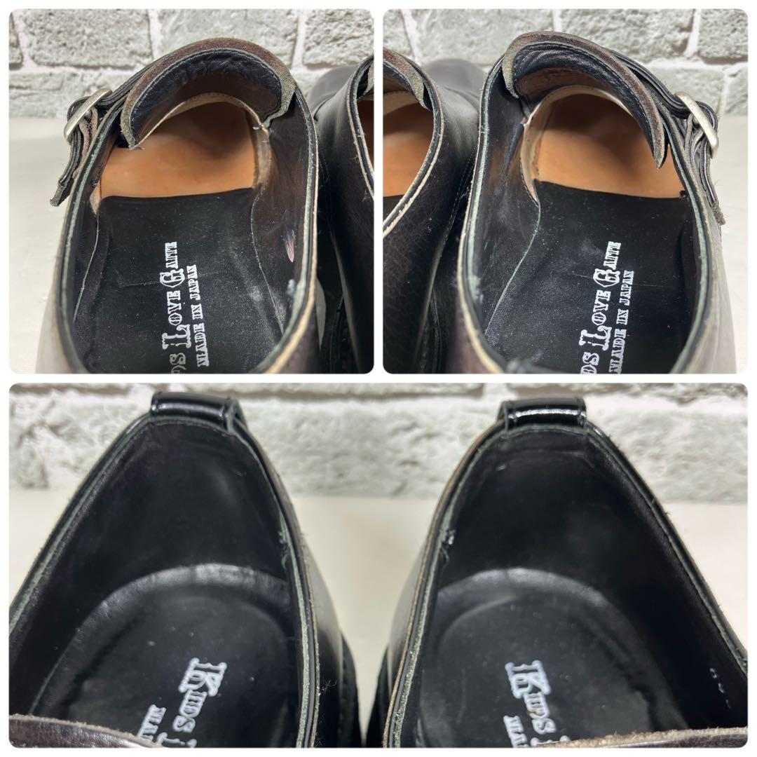 【人気デザイン】KIDS LOVE GAITE ダブルモンク レザー 黒 厚底