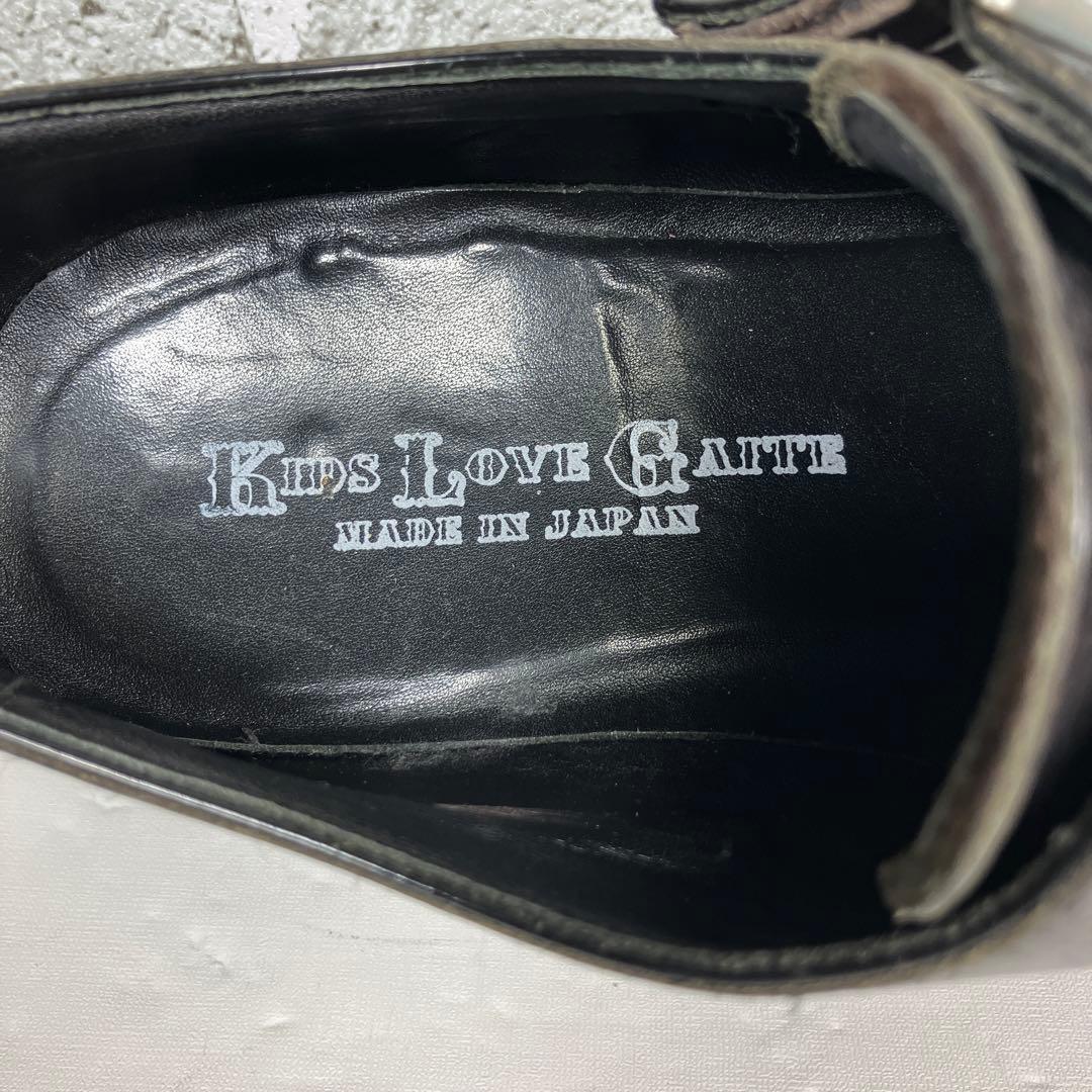 【人気デザイン】KIDS LOVE GAITE ダブルモンク レザー 黒 厚底
