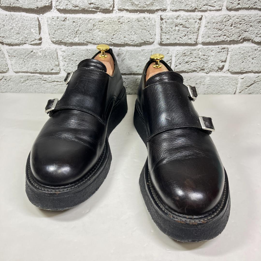 【人気デザイン】KIDS LOVE GAITE ダブルモンク レザー 黒 厚底