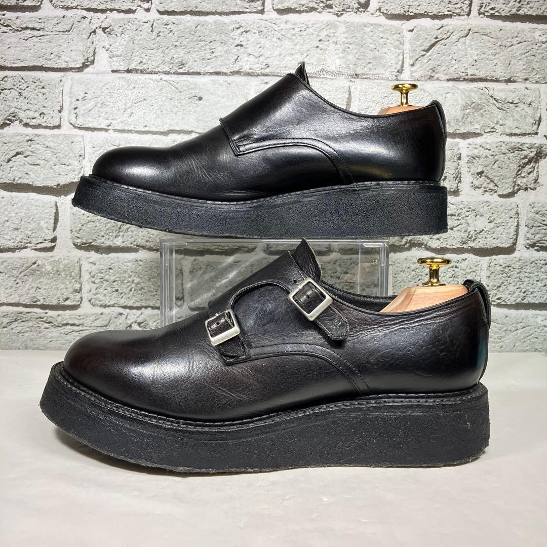 【人気デザイン】KIDS LOVE GAITE ダブルモンク レザー 黒 厚底