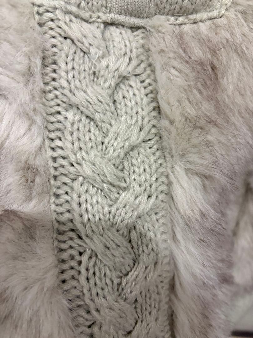 ラグアジェム　ケーブルニットファーブルゾン　アイボリー