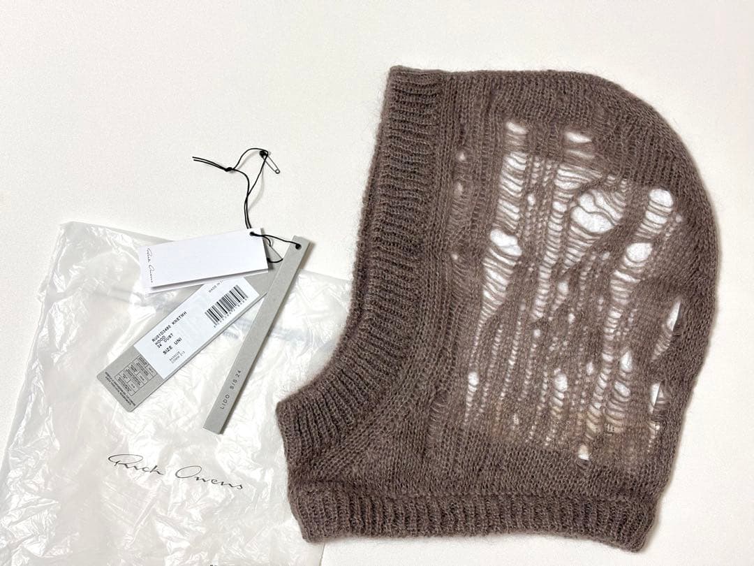 新品《 Rick Owens 》Knitted Hood Dust バラクラバ