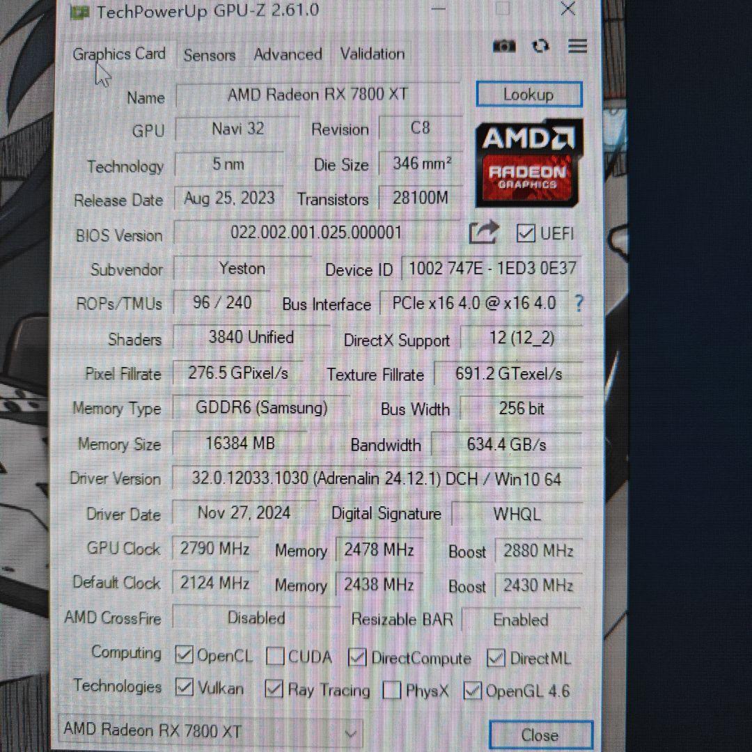 AMD Radeon RX 7800 XT グラフィックボード
