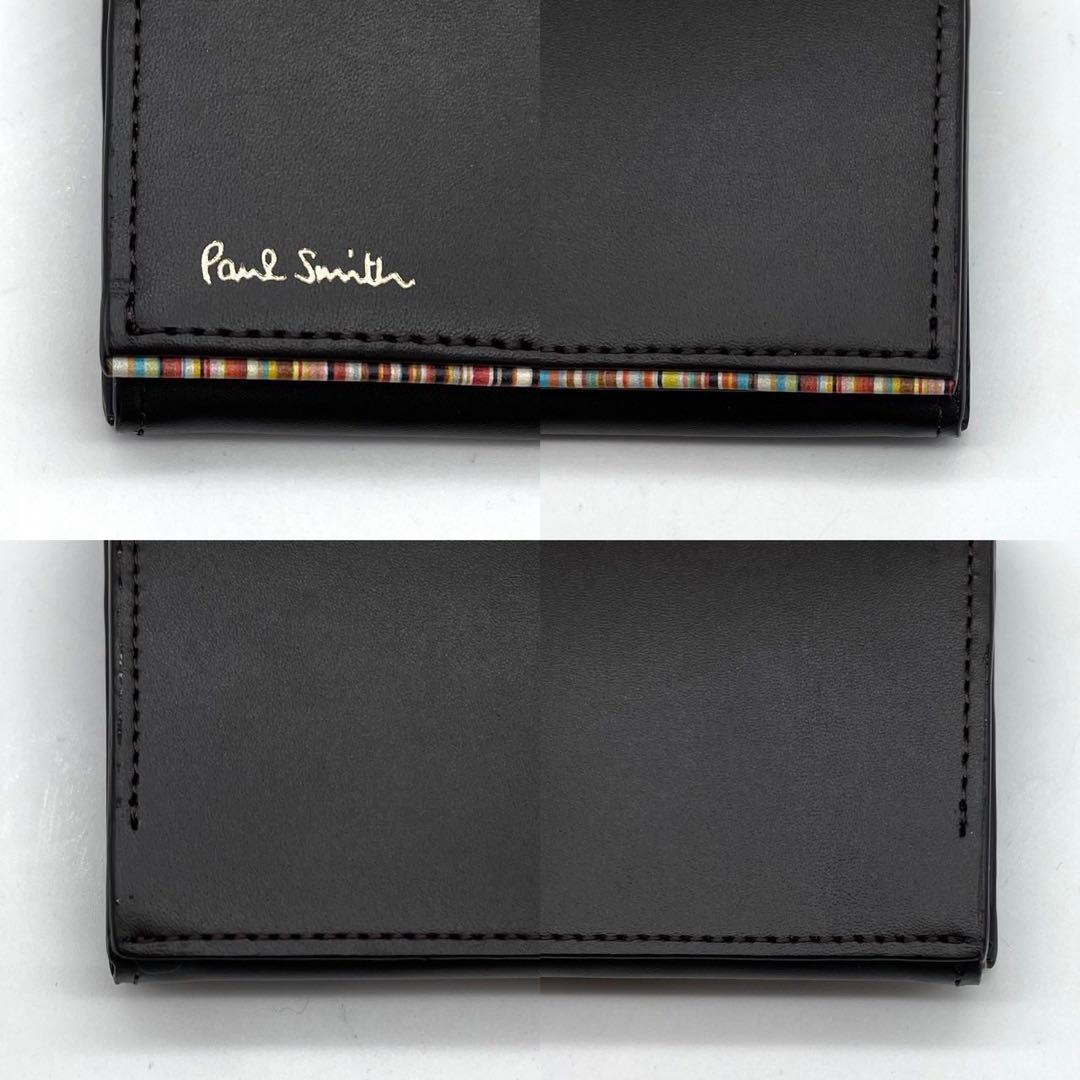 極美品　未使用　ポールスミス　カードケース　マルチカラー　ダークブラウン　箱付き