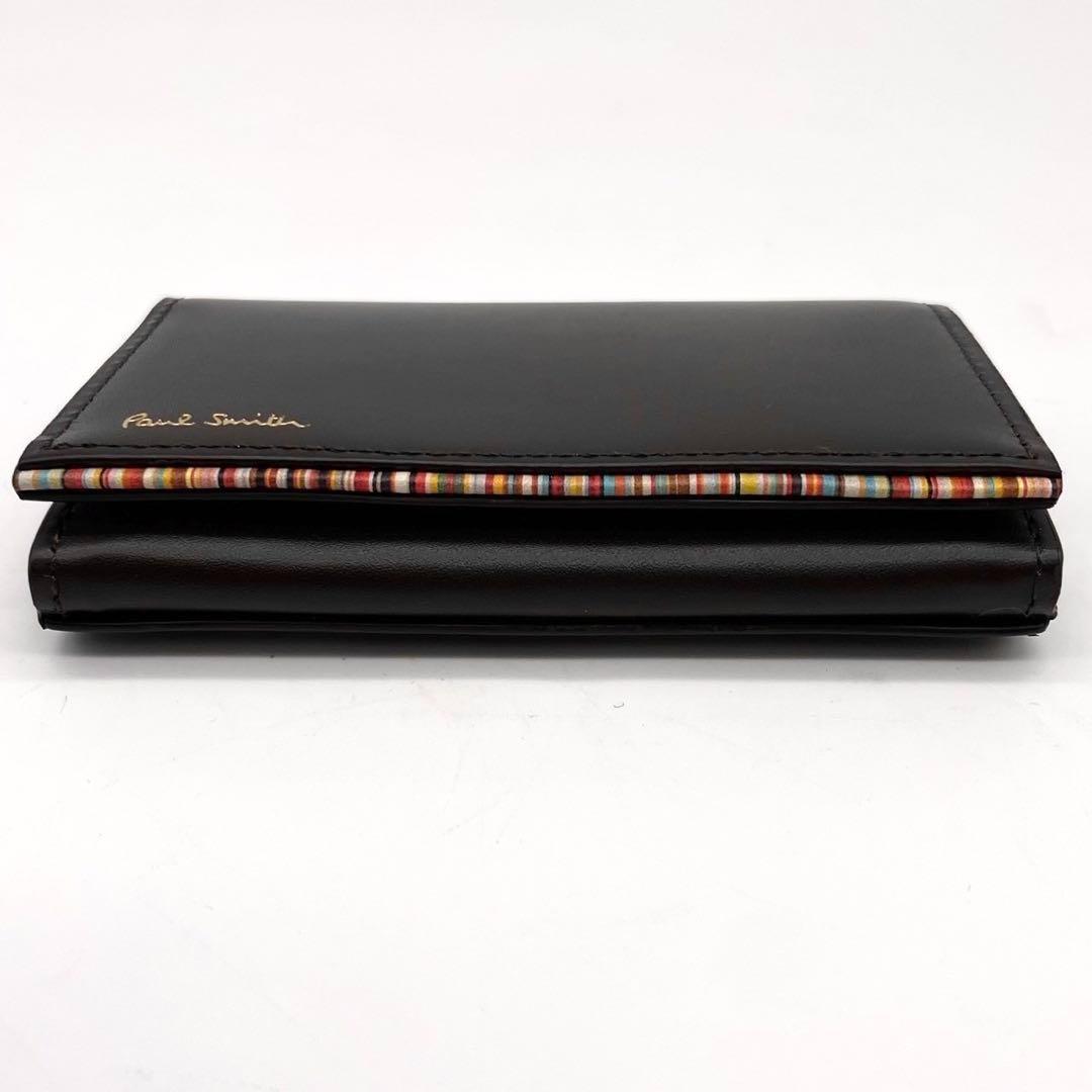 極美品　未使用　ポールスミス　カードケース　マルチカラー　ダークブラウン　箱付き