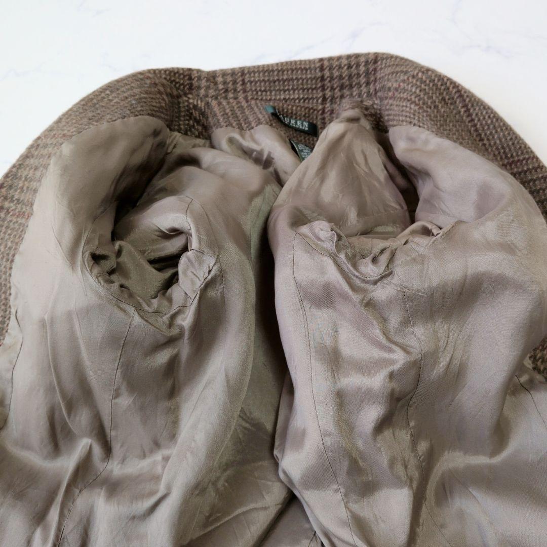 専用ローレンラルフローレン テーラードジャケット ウールチェック レザーパッ M