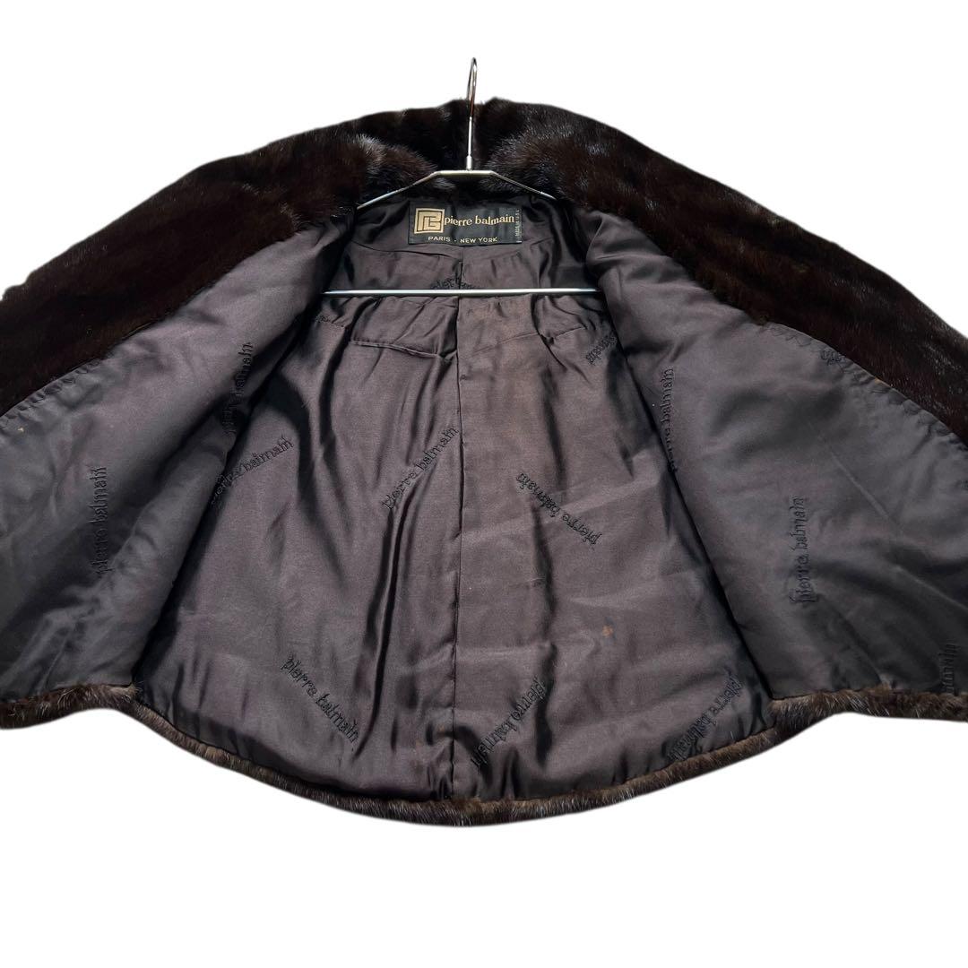 裾周り230cm ピエールバルマン ブラックグラマーミンク ポンチョ ケープ