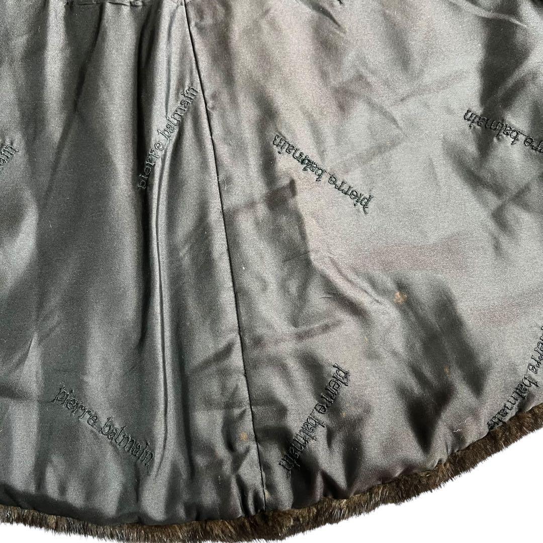 裾周り230cm ピエールバルマン ブラックグラマーミンク ポンチョ ケープ