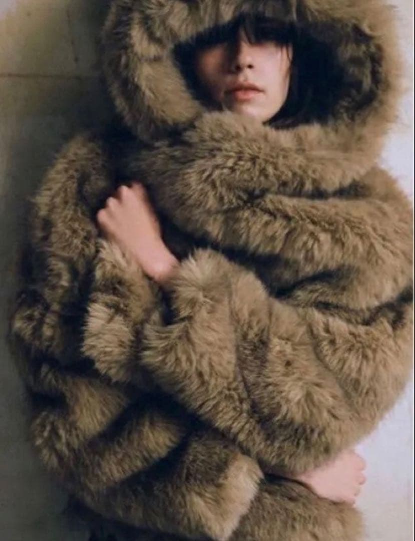 ZARA ファージャケット　フード付きコート　S フェイクファー