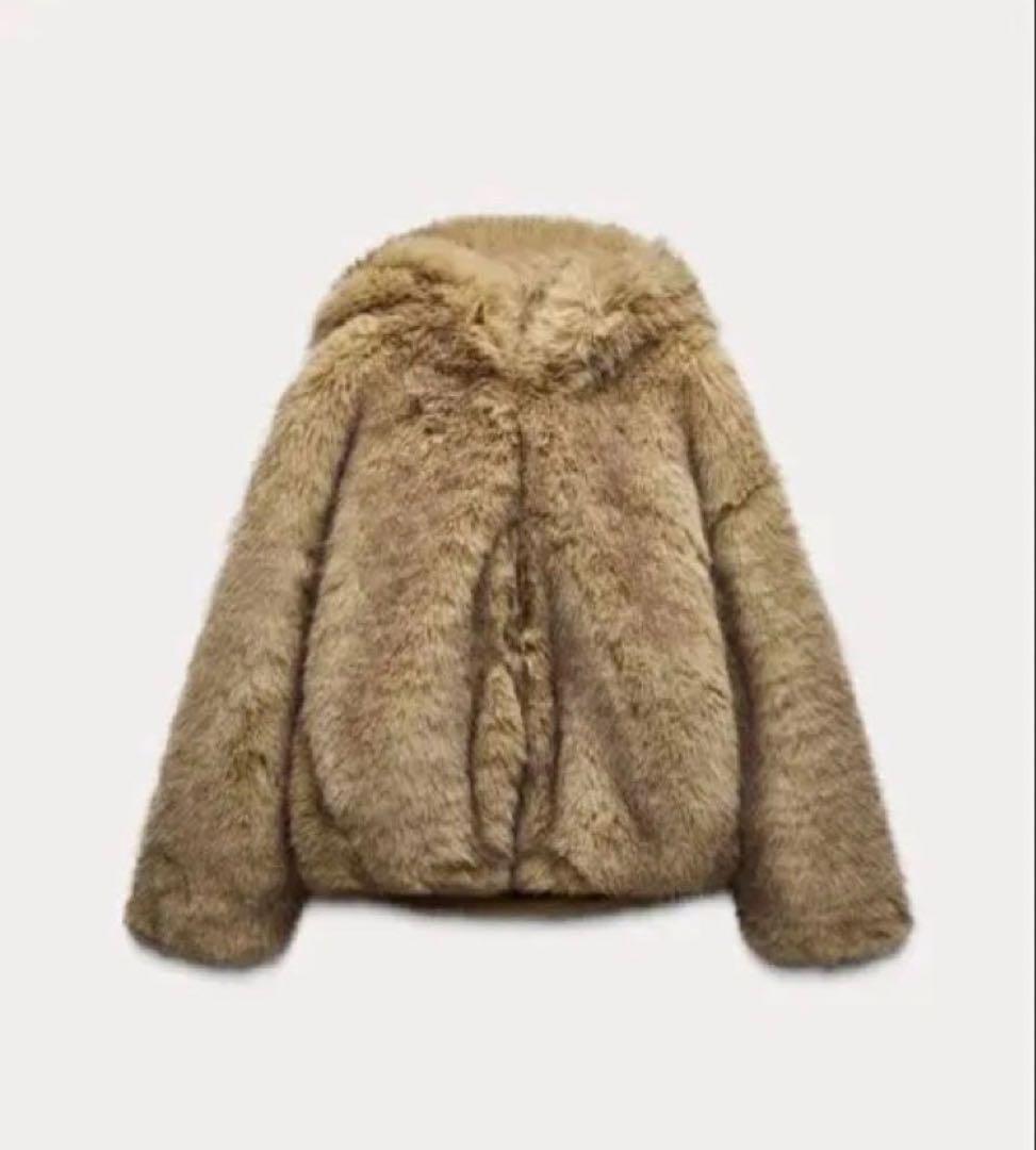 ZARA ファージャケット　フード付きコート　S フェイクファー