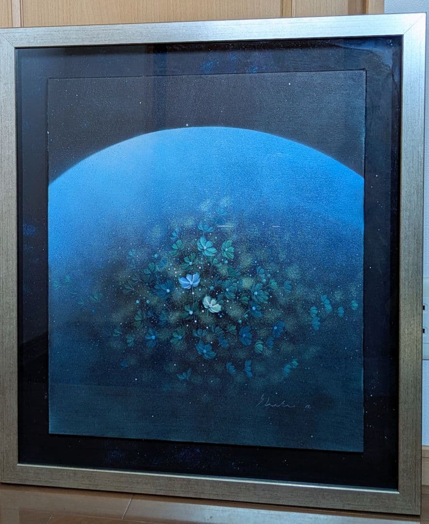 なかさま専用　抽象画 青 キャンバス フレーム付き