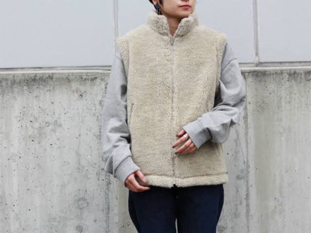 YAECA / ヤエカ　ユニセックス ウール　フルジップアップ　ボアベスト