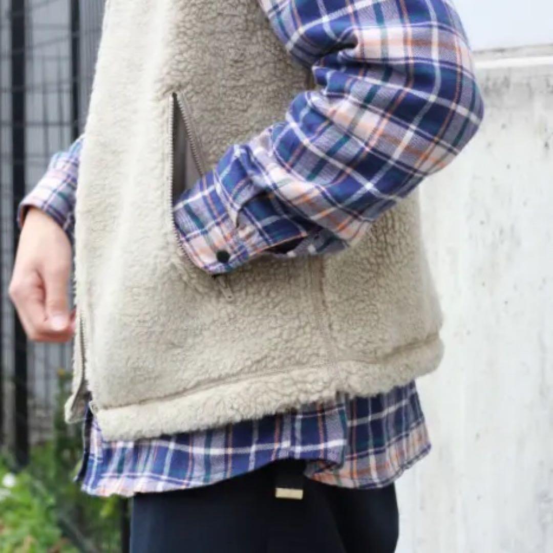 YAECA / ヤエカ　ユニセックス ウール　フルジップアップ　ボアベスト