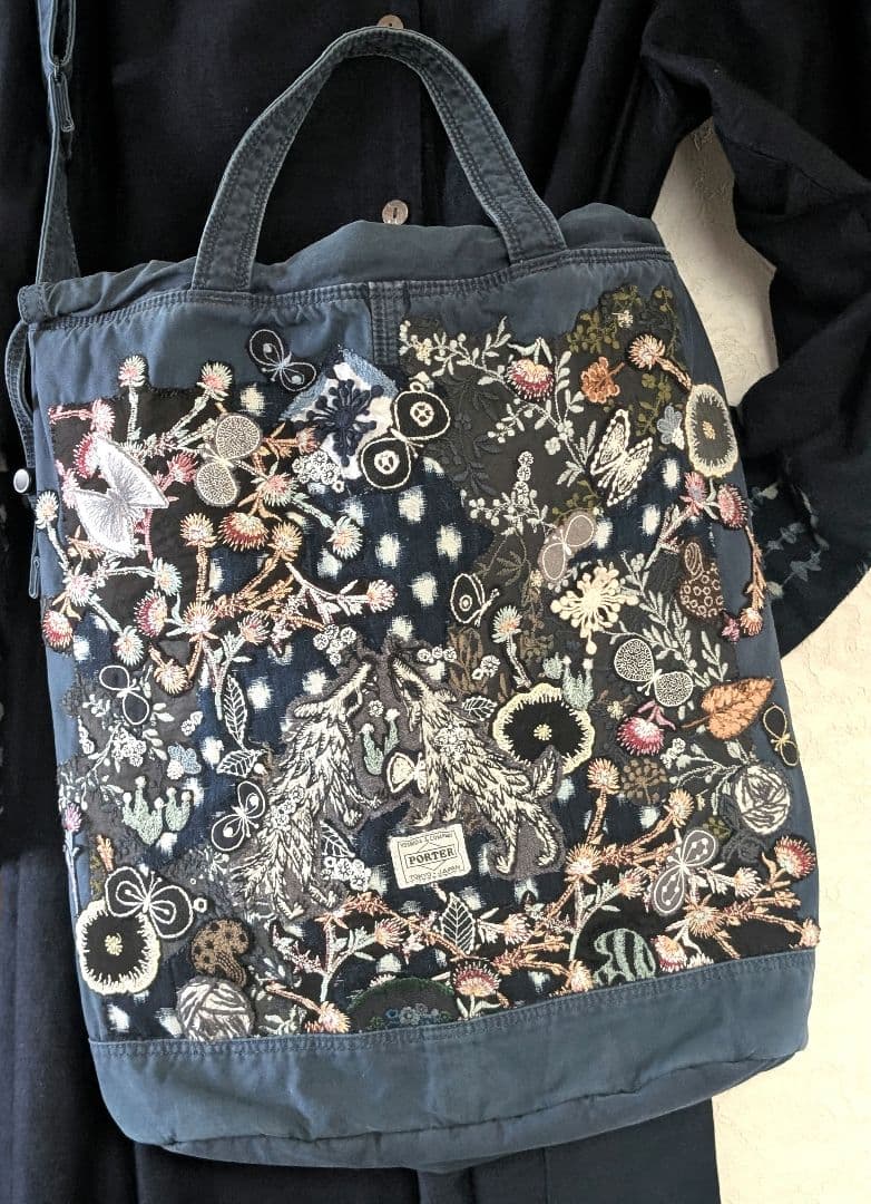 ガレ調《吉田カバンとWolf＆flower》藍染　古布　ミナ　pic　バック