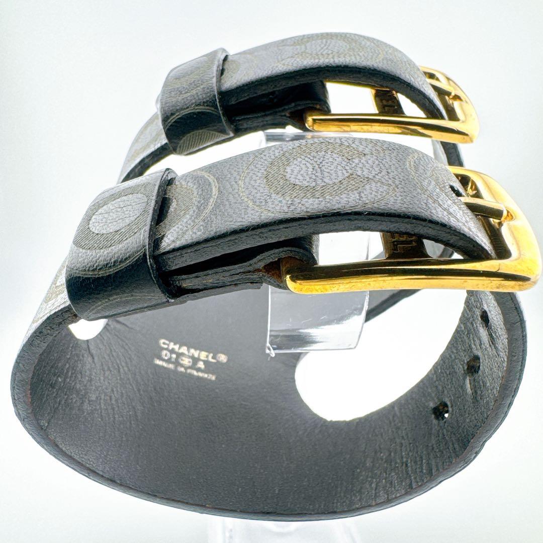 希少 シャネル COCO バングル ブレスレット ヴィンテージ レザー ロゴ