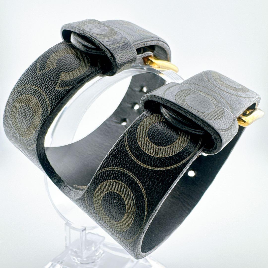 希少 シャネル COCO バングル ブレスレット ヴィンテージ レザー ロゴ