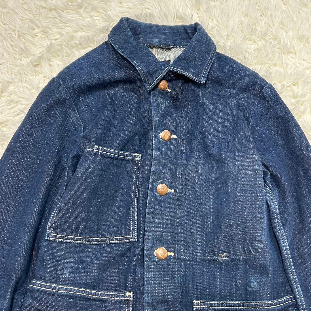 最終価格 45R 45rpm 藍デニム デニムジャケット カバーオール 金ボタン