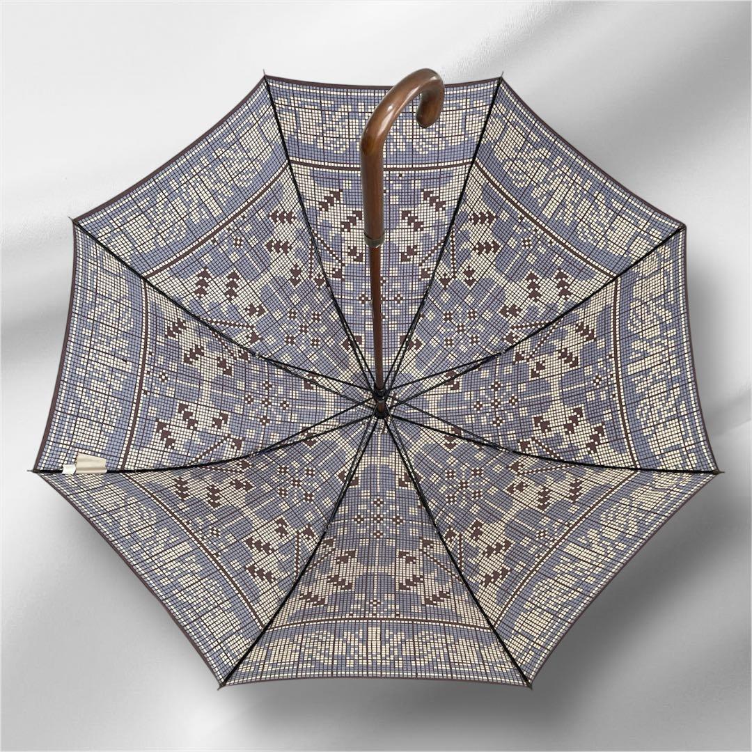 【美品】Vivienne Westwood 長傘　幾何学模様　総柄　ブルー