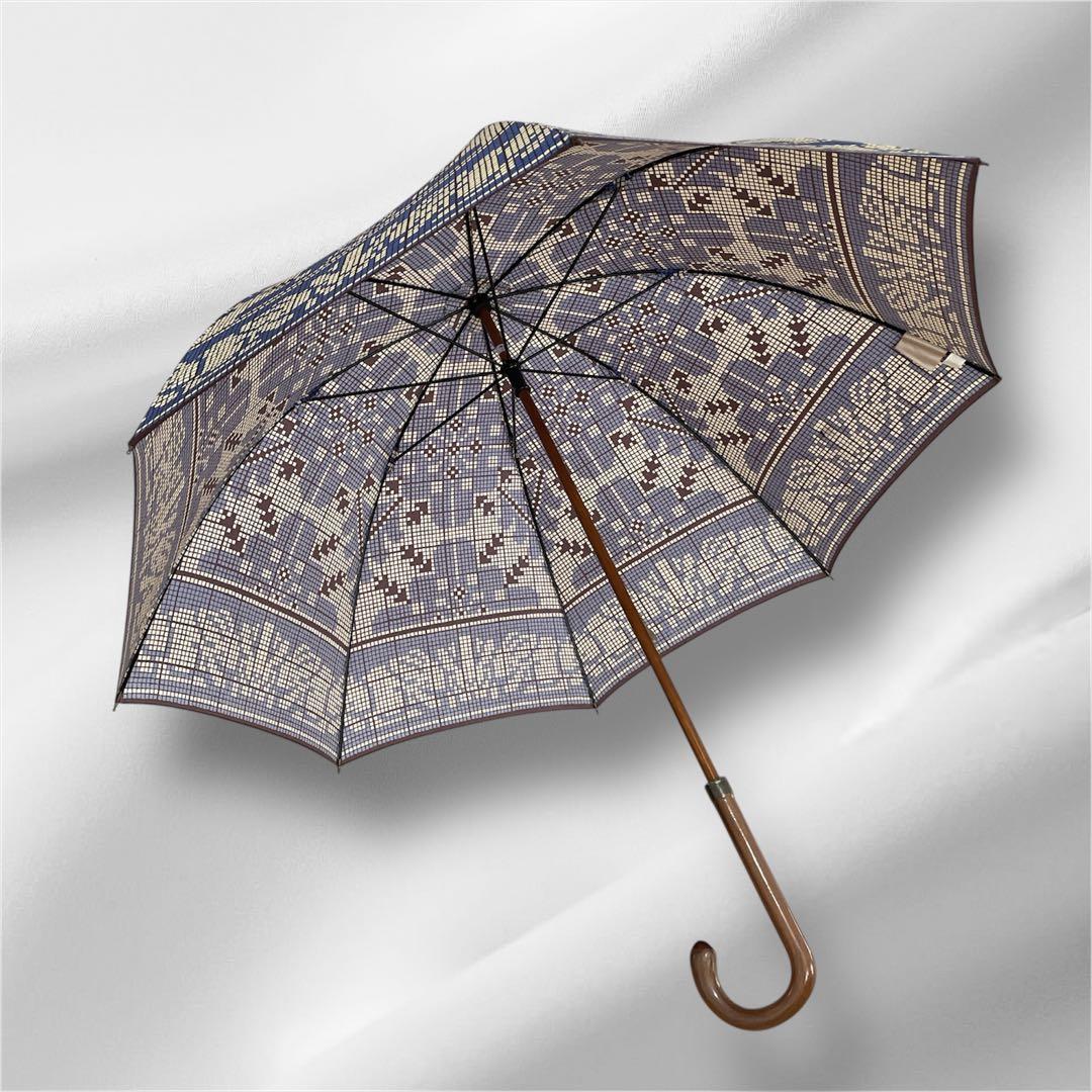 【美品】Vivienne Westwood 長傘　幾何学模様　総柄　ブルー