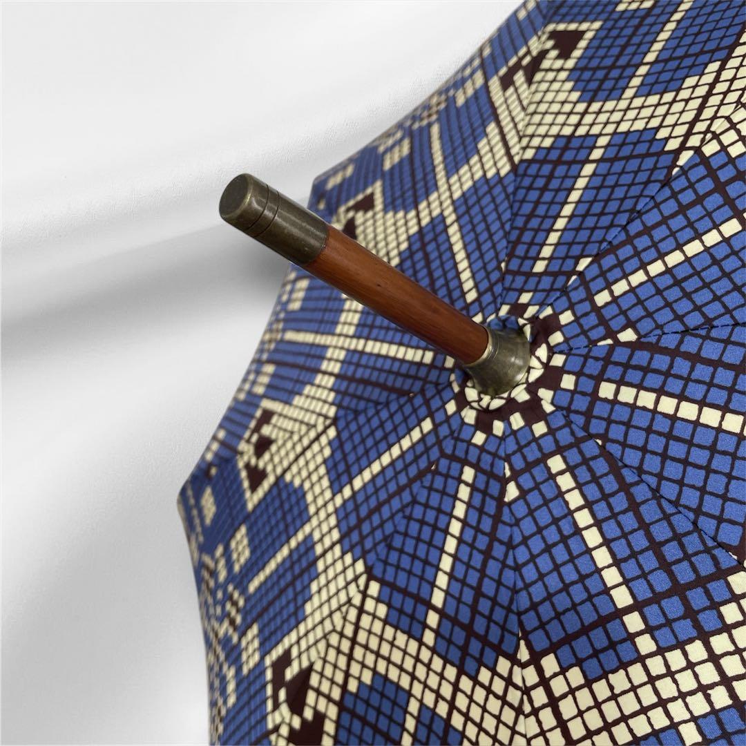 【美品】Vivienne Westwood 長傘　幾何学模様　総柄　ブルー