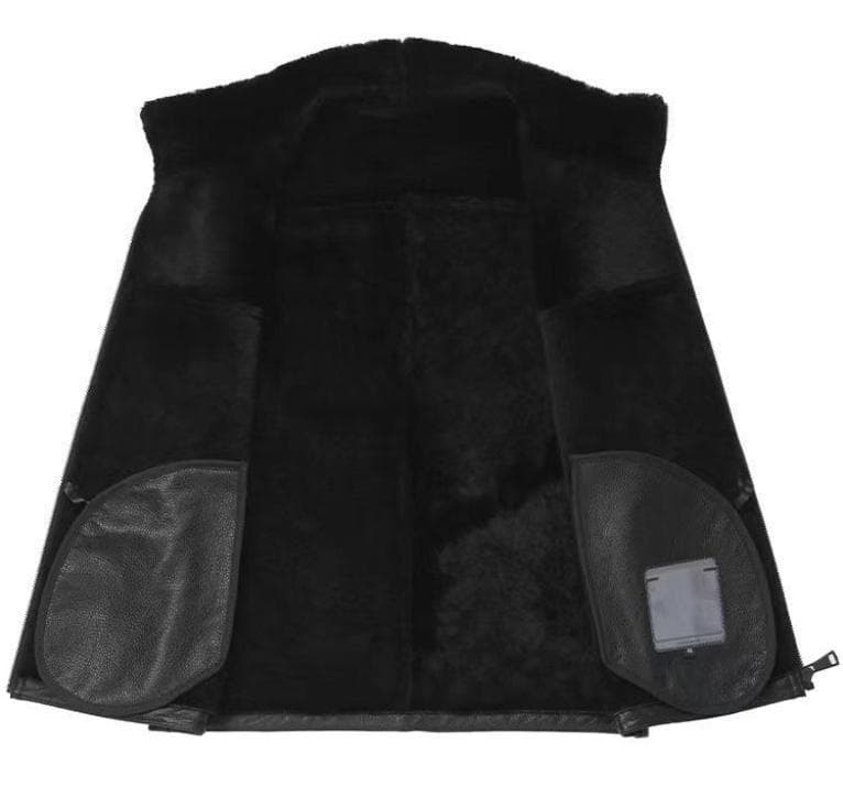 新品限定/メンズ用● 極上ラムファーのダブルフェイス裏地 ベスト黒 毛皮ファー