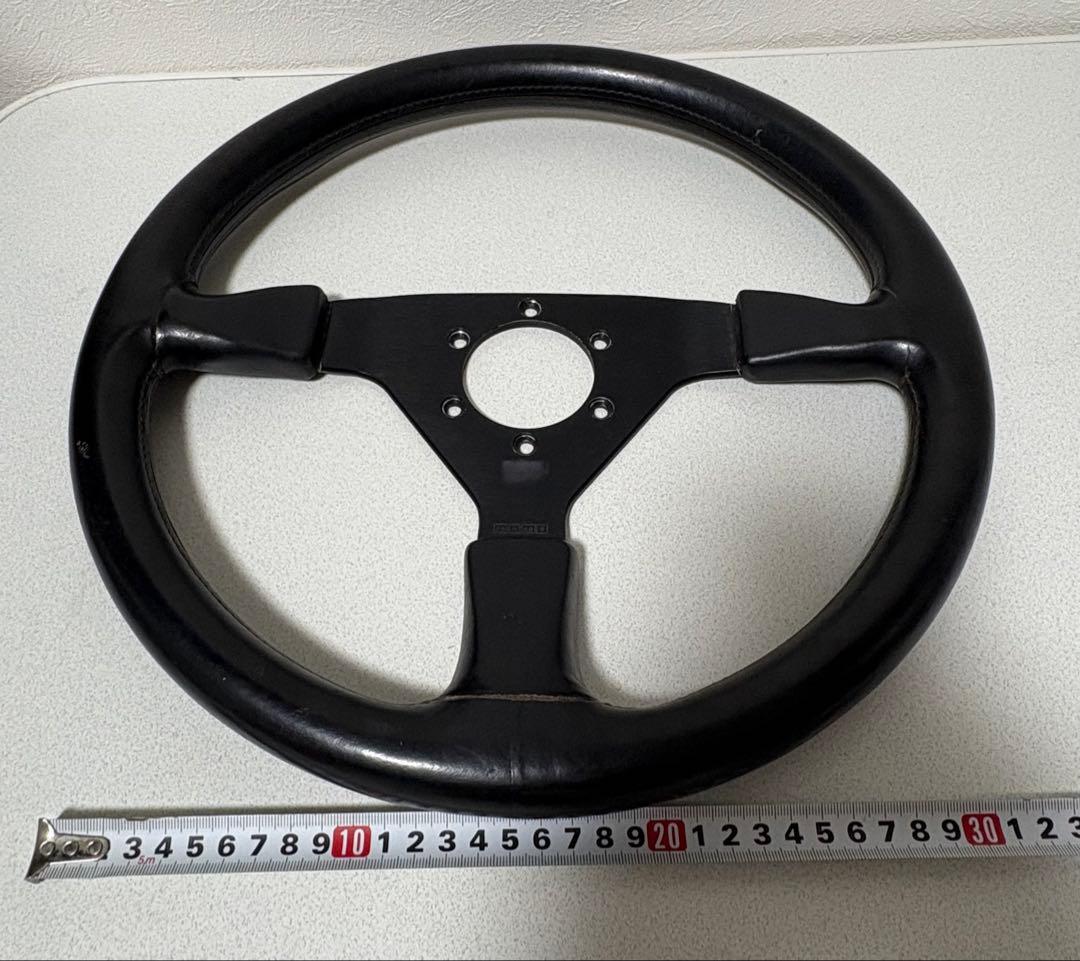 momo ステアリング ハンドル 革巻 3スポーク 黒