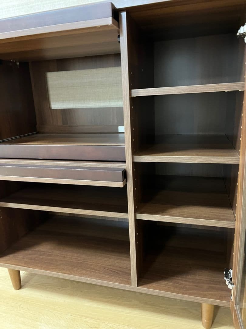 北欧風 フラップ扉付きキッチン収納キャビネット（全体の高さ 96cm)