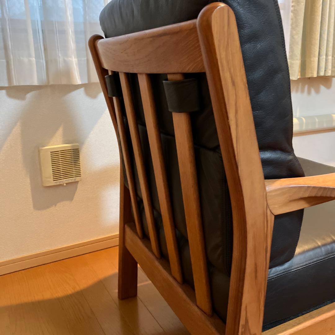 最終大幅値下げ　黒本革レザー 1人掛けソファセット